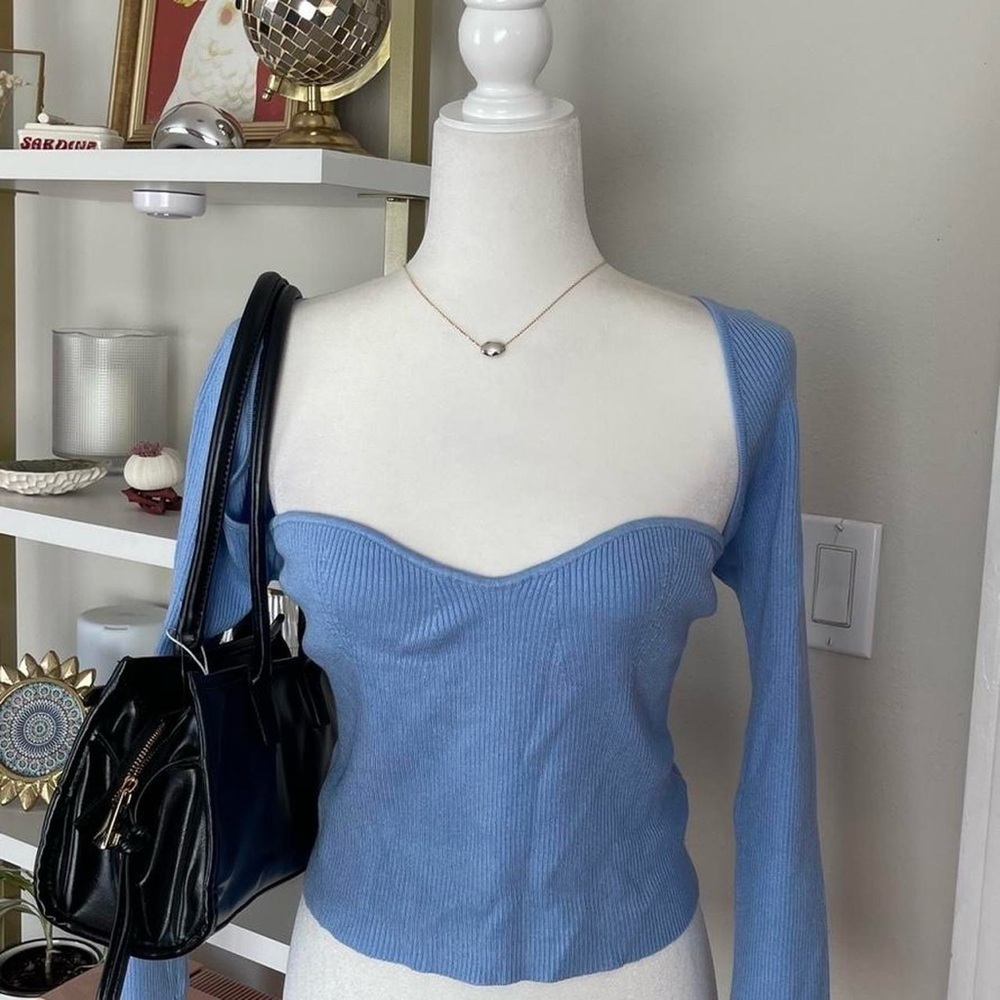 H&M Baby Blue Ribbed Women's Top Size XL